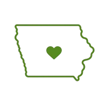Icon of Iowa with a Heart where Polk County is