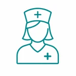 In-home nursing services icon showing a licensed nurse, representing concierge private duty nursing, comprehensive health assessments, nurse-led care planning, chronic condition management, wellness monitoring, and personalized in-home nursing care that helps older adults age safely and independently at home.