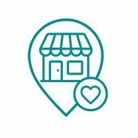 Focus on Independence at Home icon showing a home within a location marker and heart, representing personalized home care, aging in place, senior independence, and compassionate support that helps older adults remain safely at home.