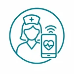 Connected Care Support icon representing nurse-led remote monitoring, digital health technology, and personalized in-home care that helps seniors age safely, stay connected, and maintain independence at home.